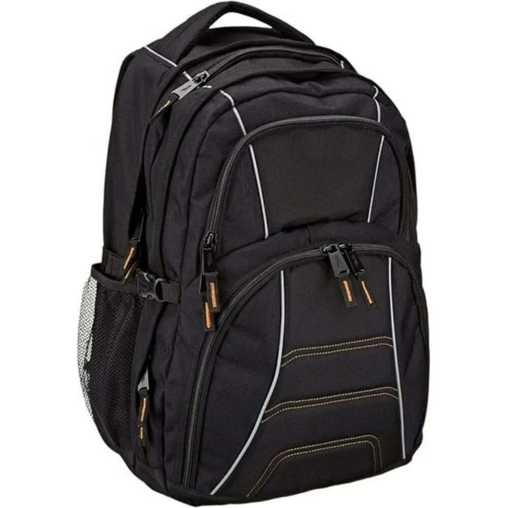 Basics Black Laptop Backpack Fits 17 Inch Travel School Work Bag Organizer